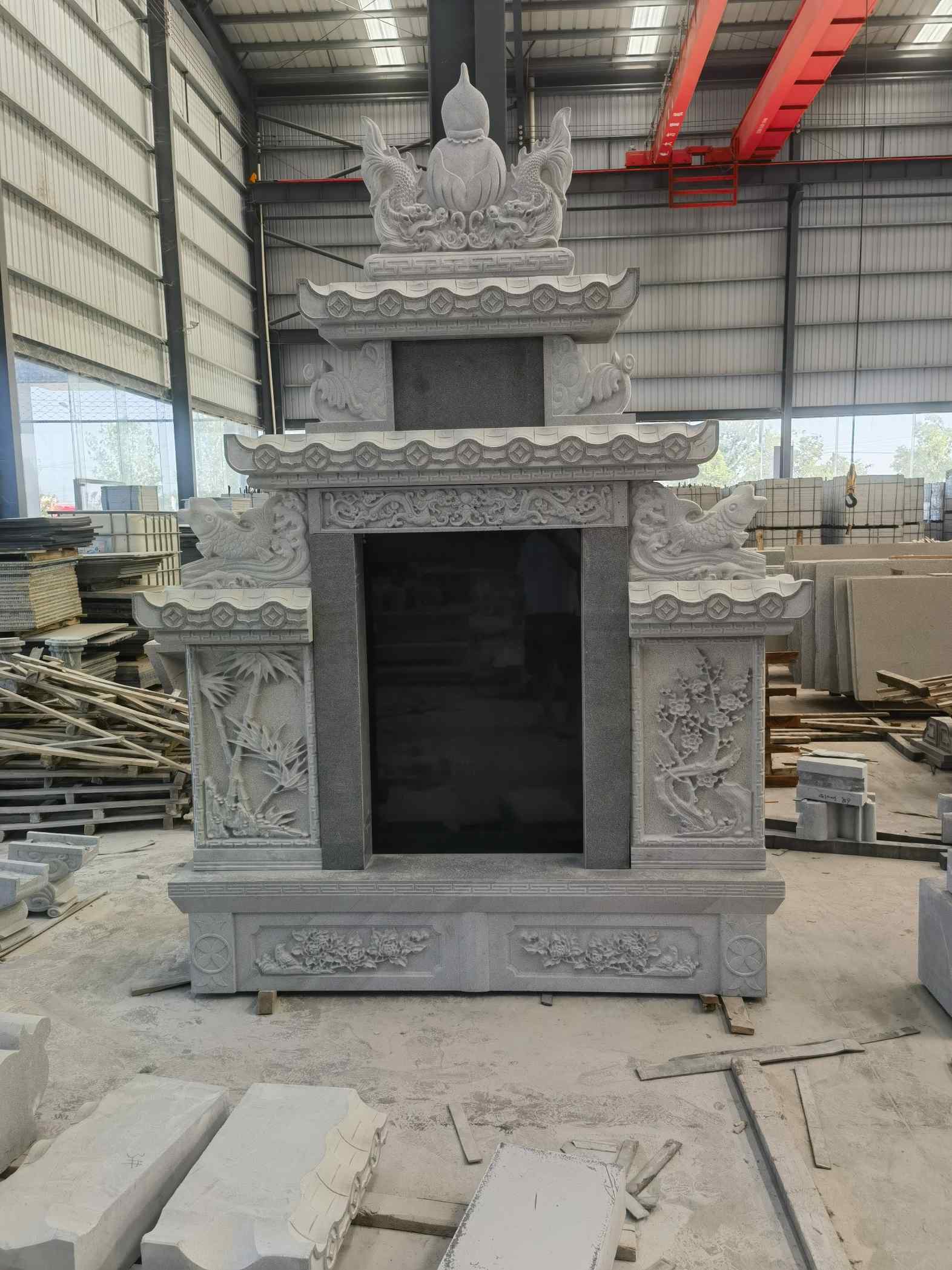 辽宁 芝麻灰高档墓碑、土墓，一套也支持定做