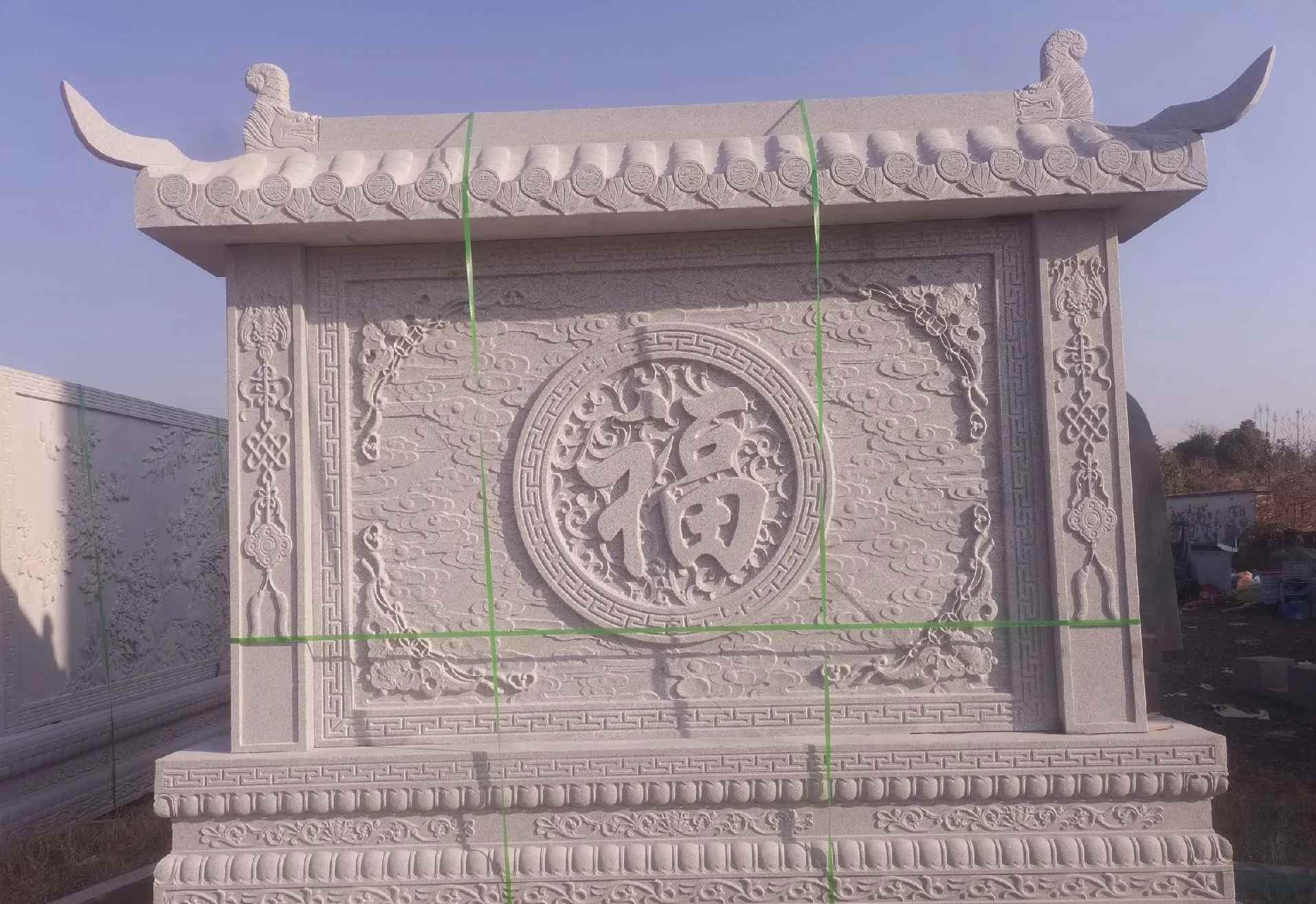 辽宁 芝麻白花岗岩屏风，照壁，影壁